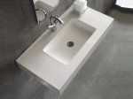 Plan vasque lavabo sur mesure : L 60 à 201 x P 40 à 51 cm, finition lisse mate, 10 couleurs au choix, Anti bactérien, résine Akrytan® teinté dans la masse, Livraison Offerte.